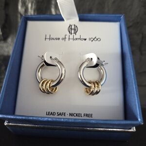 House of Harlow 1960 Silver Hoops with Gold Rings